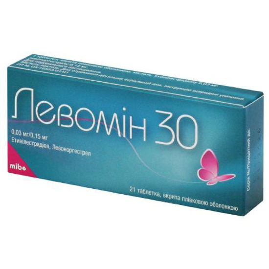 Левомін 30 таблетки 0.3 мг/0.15 мг №21